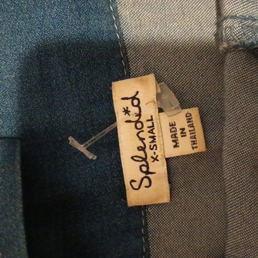 Splendid Two Tone Blue Denim Style Wide Leg Romper A7 - Picture 5 of 7